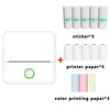 Impresora de tareas para estudiantes X6 de 200DPI, impresora de bolsillo sin tinta Bluetooth, blanca, 5 papeles de impresora + 5 pegatinas + 3 papeles de color