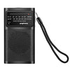 J-180 Radios portátiles FM / AM de dos bandas con puntero y clip de transporte, estilo: versión normal (negro)