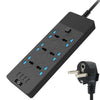 TB-T12 3000W 2m 4 puertos USB + 6 tomas Enchufe ignífugo multifuncional con interruptor (Enchufe de la UE)