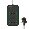T24 2m 3000W 6 enchufes + PD + 4 puertos USB Enchufe ignífugo multifuncional con interruptor (enchufe del Reino Unido)