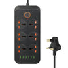 A07 2m 3000W 6 enchufes + 6 puertos USB Enchufe ignífugo multifuncional con interruptor (enchufe del Reino Unido)