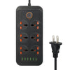 A07 2m 3000W 6 enchufes + 6 puertos USB Enchufe ignífugo multifuncional con interruptor (enchufe de EE. UU.)