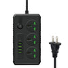 B09 2m 3000W 3 enchufes + PD + 4 puertos USB Enchufe ignífugo multifuncional con interruptor (enchufe de EE. UU.)