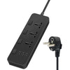 T14 2m 2500W 3 enchufes + 3 puertos USB Enchufe multifuncional con interruptor, especificación: Enchufe de la UE (negro)