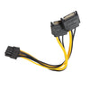 Tarjeta gráfica GPU de cobre completo de 0,2 m, línea de transferencia de energía de placa base de computadora SATA de 8 pines hembra a doble de 15 pines (línea negra y amarilla)