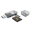 Convertidor OTG USB a SD/TF 2 en 1 Lector de tarjetas transparente multifunción