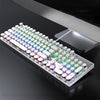 T-WOLF T75 Teclado mecánico con cable para juegos de computadora con luz RGB ajustable de 104 teclas (blanco)