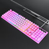 T-WOLF T80 Teclado retro punk con cable para juegos de oficina iluminado RGB de 104 teclas, color: rosa