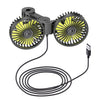 SUITU F4208 Ventilador de refrigeración para automóvil Ventilador eléctrico de doble cabezal USB con respaldo del asiento trasero del vehículo (amarillo y negro)