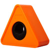 Estación de bandera con logotipo de micrófono para entrevista, especificaciones: naranja triangular