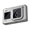 Cámara digital óptica de doble lente 4K HD Cámara para selfies de pantalla dual de 50 MP, sin memoria (plateada)