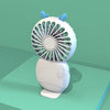 Mini ventilador silencioso recargable con soporte de mano de bolsillo de dibujos animados de verano (blanco)
