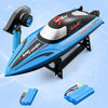 812 Barco RC de alta velocidad Lancha rápida de gran potencia, larga resistencia, impermeable, juguete acuático para niños, baterías duales (azul)