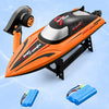 812 Barco RC de alta velocidad, lancha rápida de gran potencia, larga resistencia, impermeable, juguete acuático para niños, baterías duales (naranja)