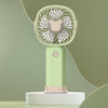 Mini ventilador multifuncional portátil de mano con función de soporte para teléfono, color: amarillo verde con batería