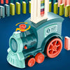 Dominó para niños Tren de juguete Música eléctrica Tren ligero Fichas de fundición automática Juguete (Azul)