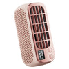 Mini ventilador de luz nocturna para exteriores, portátil, sin aspas, con pantalla digital y carga USB (rosa)