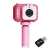 Mini cámara de vídeo digital para niños con pantalla IPS de 2,4 pulgadas y doble lente de 48 MP con tarjeta TF de 32 GB Conejito rosa