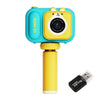 Cámara digital para niños con pantalla IPS de 2,4 pulgadas, lente dual de 48MP, mini cámara de vídeo con tarjeta TF de 64G, zorro azul