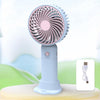 Ventilador pequeño con carga USB de escritorio, soporte portátil para teléfono móvil, ventilador de mano (azul)