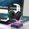 Z3 agrietado con puerto de expansión 3USB Soporte para auriculares Soporte para pantalla de auriculares con luz ambiental RGB (negro)