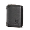 Cartera con tarjetero y ranura para múltiples tarjetas de piel de vaca con capa superior y cremallera antirrobo RFID BULL CAPTAIN (negra)