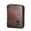 Cartera con tarjetero y ranura para múltiples tarjetas de piel de vaca con capa superior y cremallera antirrobo RFID BULL CAPTAIN (café)