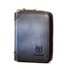 Cartera con tarjetero y ranura para varias tarjetas de piel de vaca con cremallera y capa superior antirrobo RFID BULL CAPTAIN (azul)