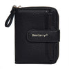 Cartera corta Baellerry N1915 con cremallera y ranura para varias tarjetas con diseño de lichi para mujer (negra)