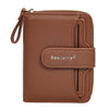 Baellerry N1915 Cartera corta para mujer con cremallera y ranura para múltiples tarjetas con patrón de lichi (marrón)