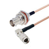 Cable coaxial RF RG179 con conector hembra impermeable de 50 cm CC4 macho a BNC para pared