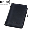 Baellerry DR113 Billetera corta de tres pliegues con ranuras para múltiples tarjetas y antirrobo RFID retro (negra)
