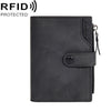 Monedero corto Baellerry D5113 con cremallera y tres pliegues, antirrobo RFID (negro)