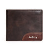 Baellerry D2405 Cartera retro de dos pliegues con cremallera corta para hombre y tarjetero (marrón oscuro)
