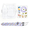 Estuche para fotos Fuji Instax Mini SE, correa para el hombro, cuerda y pegatinas (perro morado)