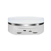 Mesa de exhibición con placa giratoria de 360 grados con control de velocidad eléctrico y luz colorida inteligente, color blanco