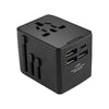 Adaptador de enchufe de viaje internacional con 3 puertos USB y 1 puerto USB-C/Tipo-C (negro)