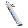Estación de acoplamiento inalámbrica con enchufe lateral, 4 en 1, multifuncional, para ordenador, puerto USB 3.0, color plateado