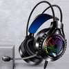Auriculares con cable para ordenador con luz colorida YINDIAO Q7, auriculares para juegos USB duales de 3,5 mm + USB, color negro