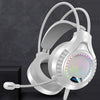 Auriculares con cable para ordenador con luz colorida YINDIAO Q7, auriculares para juegos USB, tarjeta de sonido USB 7.1, color blanco