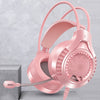 Auriculares con cable para ordenador con luz colorida YINDIAO Q7, auriculares para juegos USB, tarjeta de sonido USB 7.1, color rosa