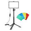 Luz de relleno de belleza cuadrada en vivo de escritorio con trípode telescópico y estabilizador de 8 pulgadas