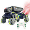 Robot de acrobacias de ocho ruedas con sensor de gestos inteligente, coche de juguete RC para niños con luces y música, estilo: RC individual verde