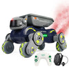 Robot de acrobacias de ocho ruedas con sensor de gestos inteligente RC para niños, coche de juguete con luces y música en aerosol, estilo: RC dual verde