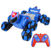 Coche de juguete con control remoto para niños de 2,4 G, robot acrobático con sensor de gestos, luces, música, coche de escalada con rociador, color azul, RC individual