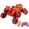 Coche de juguete con control remoto para niños de 2,4 G, robot acrobático con sensor de gestos, luces, música, coche de escalada con rociador, color rojo, RC dual