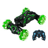 Coche RC con sensor de gestos y luces musicales, 2,4 G, con pulverizador, para acrobacias, deriva y conducción de doble cara, color: mango RC verde