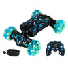 Coche RC con sensor de gestos y luces musicales, 2,4 G, con control remoto, para acrobacias, deriva y conducción en ambos lados, color: mango y reloj, color azul