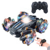 Coche de carreras acrobático RC de 2,4 G, coche de carreras de doble cara, buggy de juguete, estilo: rueda de luz azul RC dual