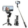 TokQi Q18 - Estabilizador de mano con control remoto inalámbrico de escritorio, luz de relleno, palo para selfies, trípode (negro)